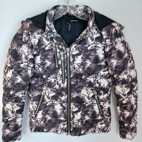 The Kooples Down Puffef Jacket Black White Winter Ski Coat Womens X Small - Picture 11 of 12